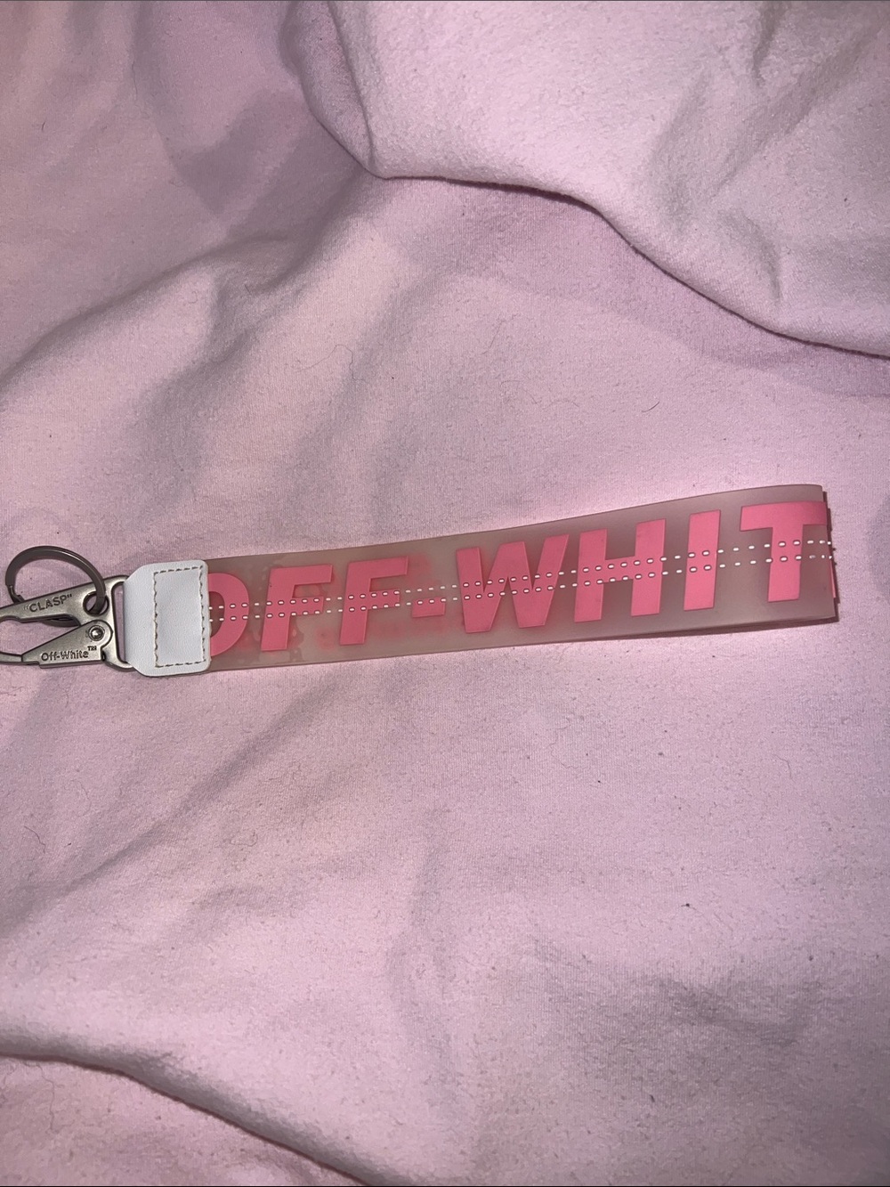 OFF-WHITE Pink Translucent Logo Wrist Key Strap